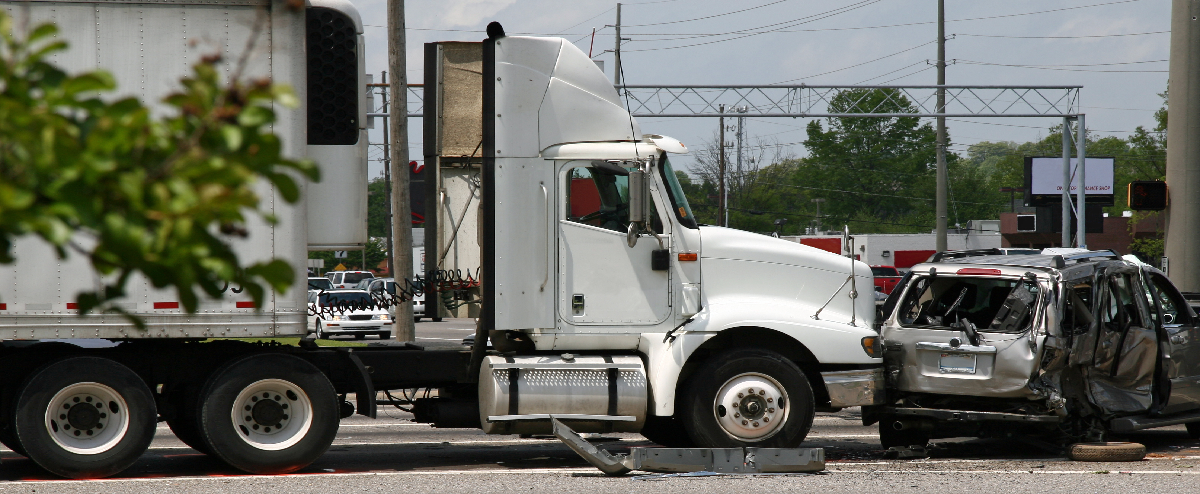 Truck hit a car on the road in Texas