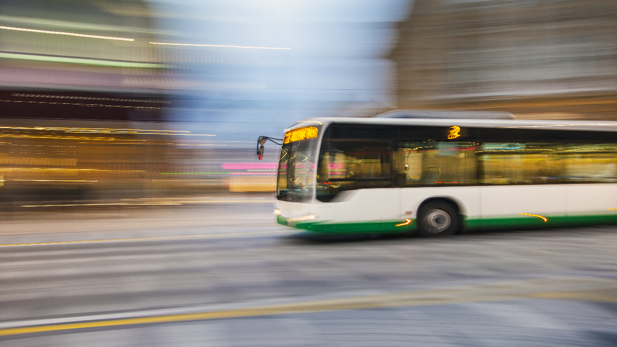 bus driving in the city