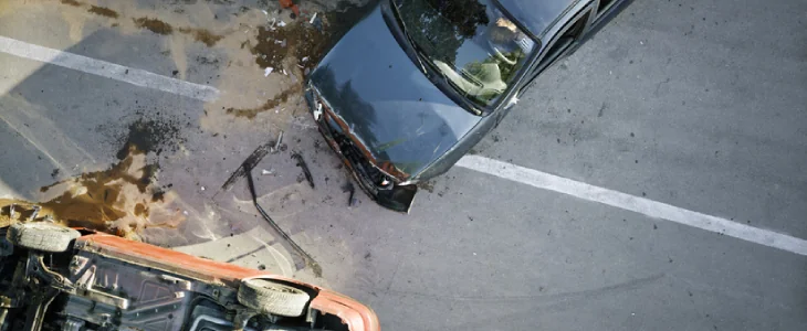 Two cars after a car collision/traffic accident