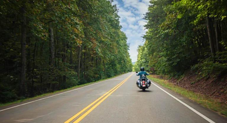 Motorcyclist on road