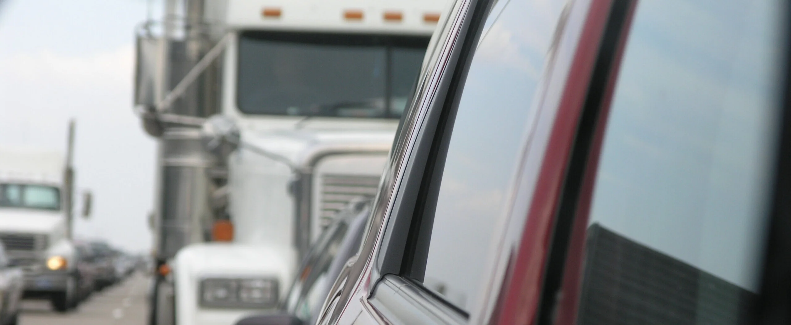 Traffic jam - with big truck close by