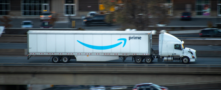 amazon truck on the highway