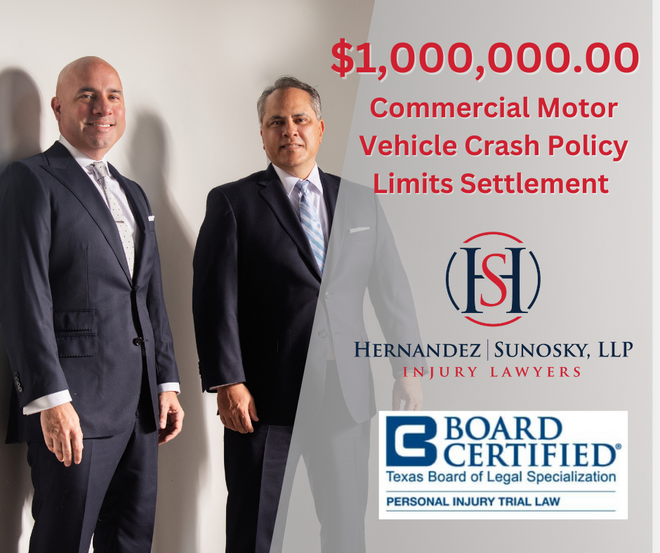 We are pleased to help our deserving client obtain justice. Both Ian Hernandez and Jimmy Sunosky are Board Certified by the Texas Board of Legal Specialization in Personal Injury Trial Law. After a crash, our board certified lawyers fight for every dollar available